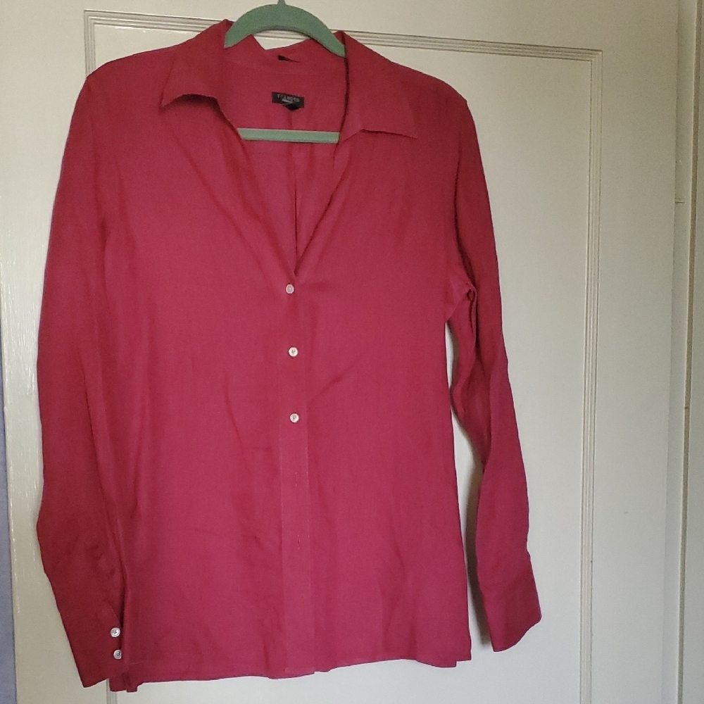 Talbots Dark Pink Button-Down Shirt - Picture 2 of 8